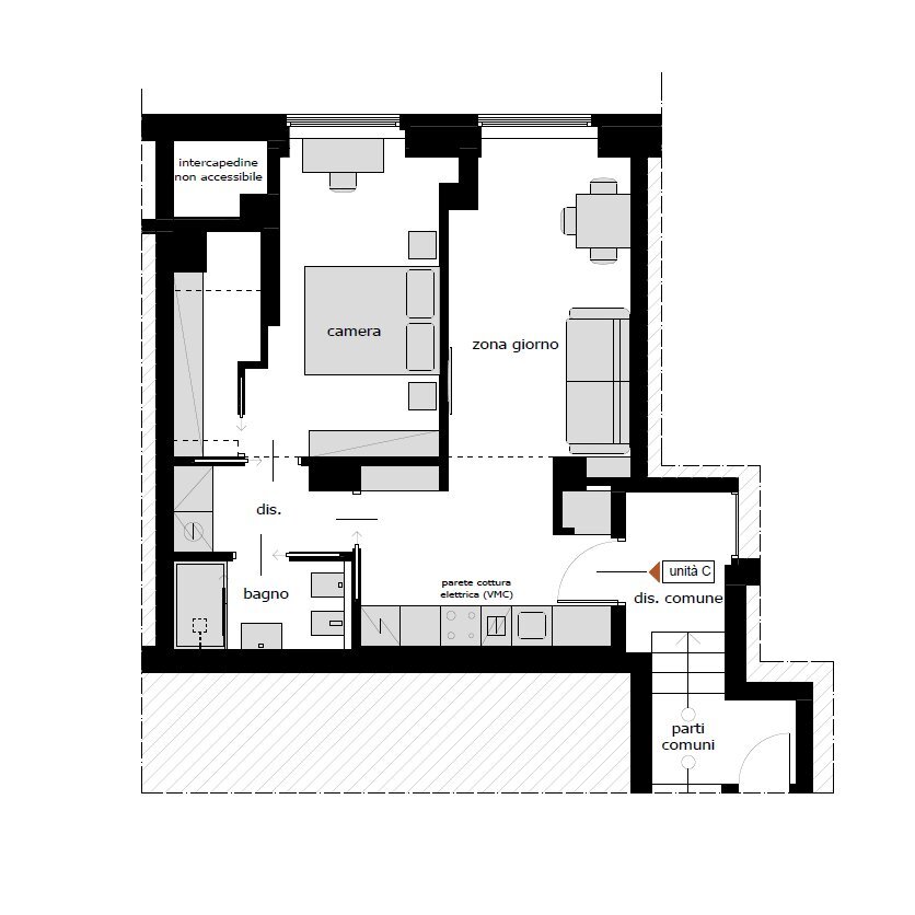 Monolocale Via Rossetti 17, Milano - planimetria 1