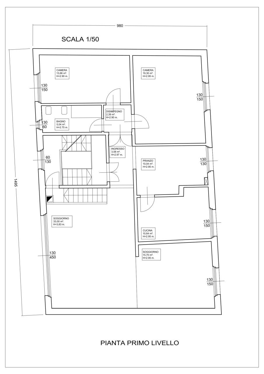 Pianta 1 - Appartamento Via Risorgimento, Pisa (zona Santa Maria) - planimetria 1