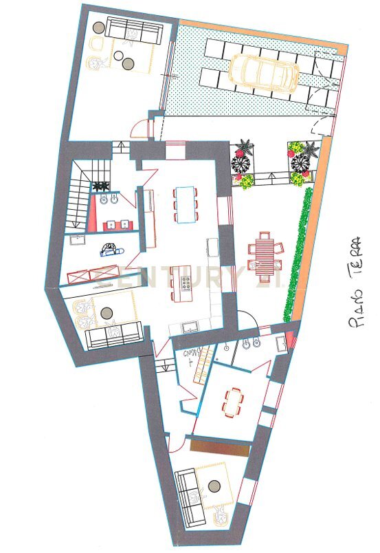 Piano terra - Villa Via Manganelli 3, Mascalucia - planimetria 1