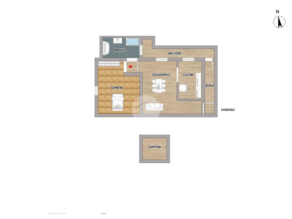 Three-room apartment Via Luigi Palma di Cesnola, Rivarolo Canavese - floor plans 1