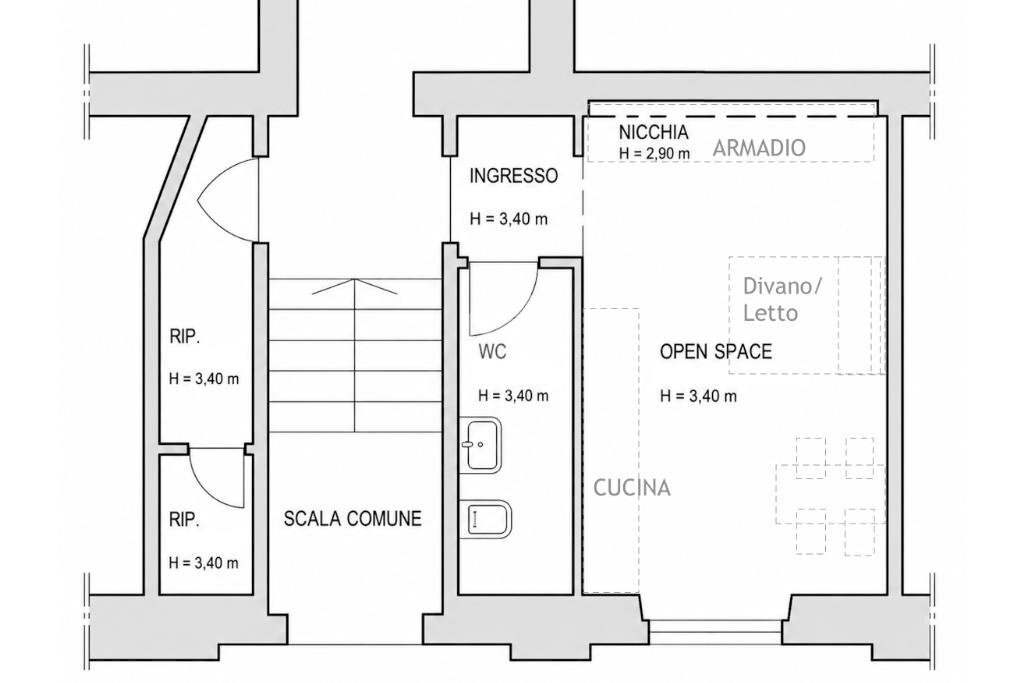 One-room apartment via Nicola Antonio Porpora, Milano (neighborhood Casoretto) - floor plans 1