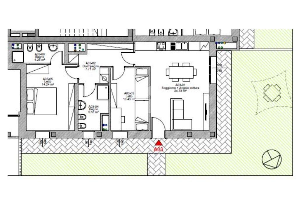 Trilocale Via Parisio, Bologna (zona Murri) - planimetria 1