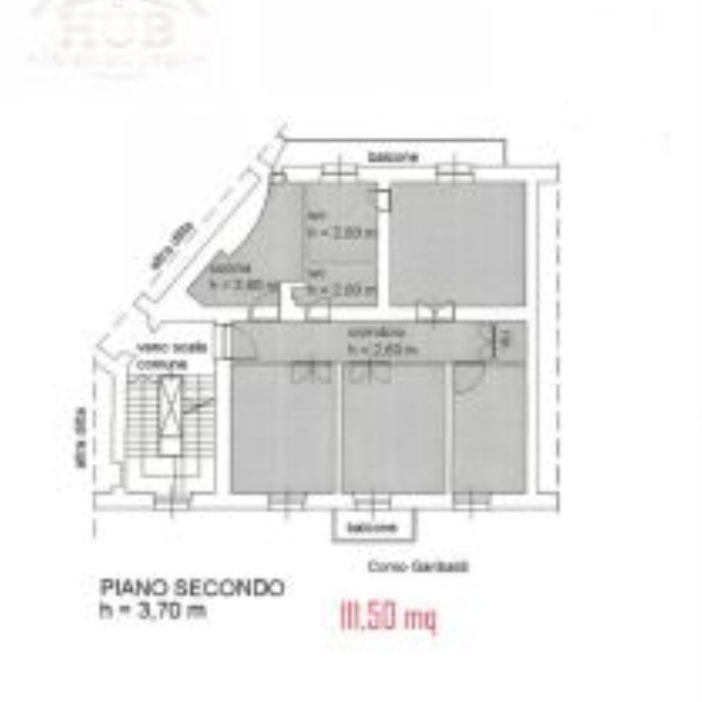 Apartment Corso Giuseppe Garibaldi 8, Cuneo (neighborhood Centro) - floor plans 1