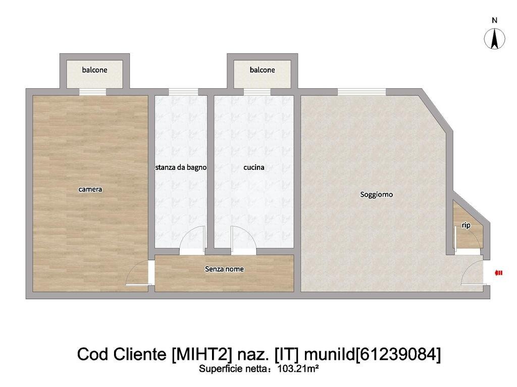 Two-room apartment Viale Sardegna, Cinisello Balsamo - floor plans 1