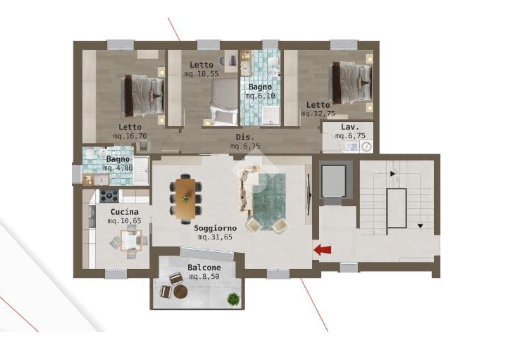 Four-room apartment piazza pighini, Scandiano - floor plans 1