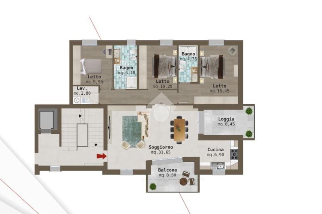 Four-room apartment piazza pighini, Scandiano - floor plans 1