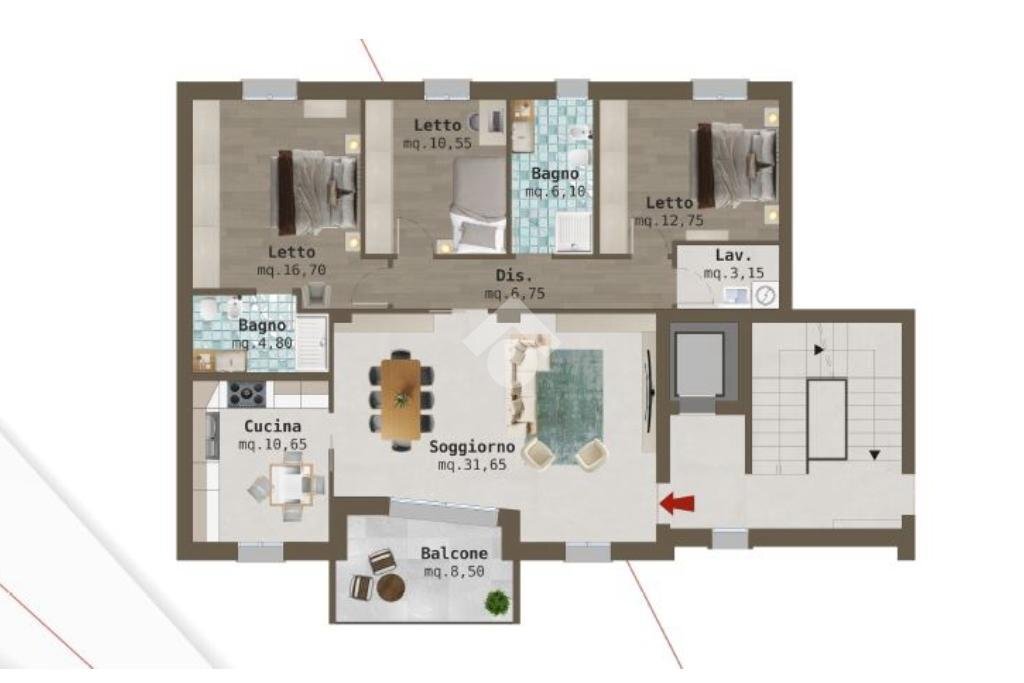 Four-room apartment piazza pighini, Scandiano - floor plans 1