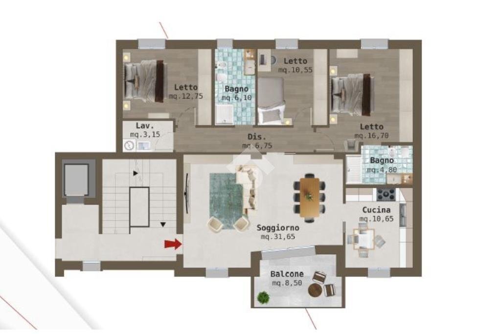 Four-room apartment piazza pighini, Scandiano - floor plans 1