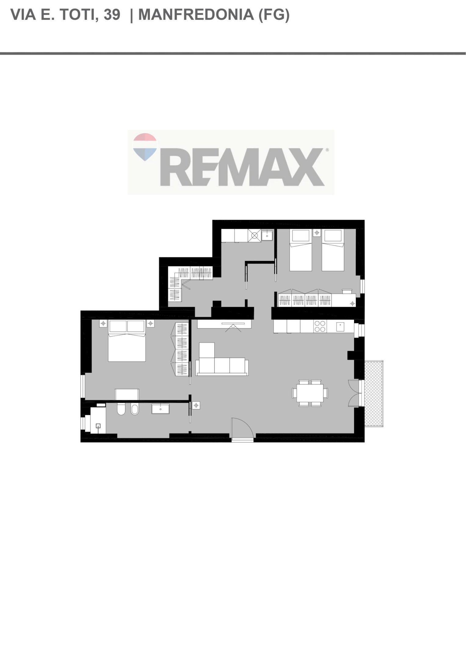 Pianta 2D - Three-room apartment Via Enrico Toti
 
39, Manfredonia - floor plans 1