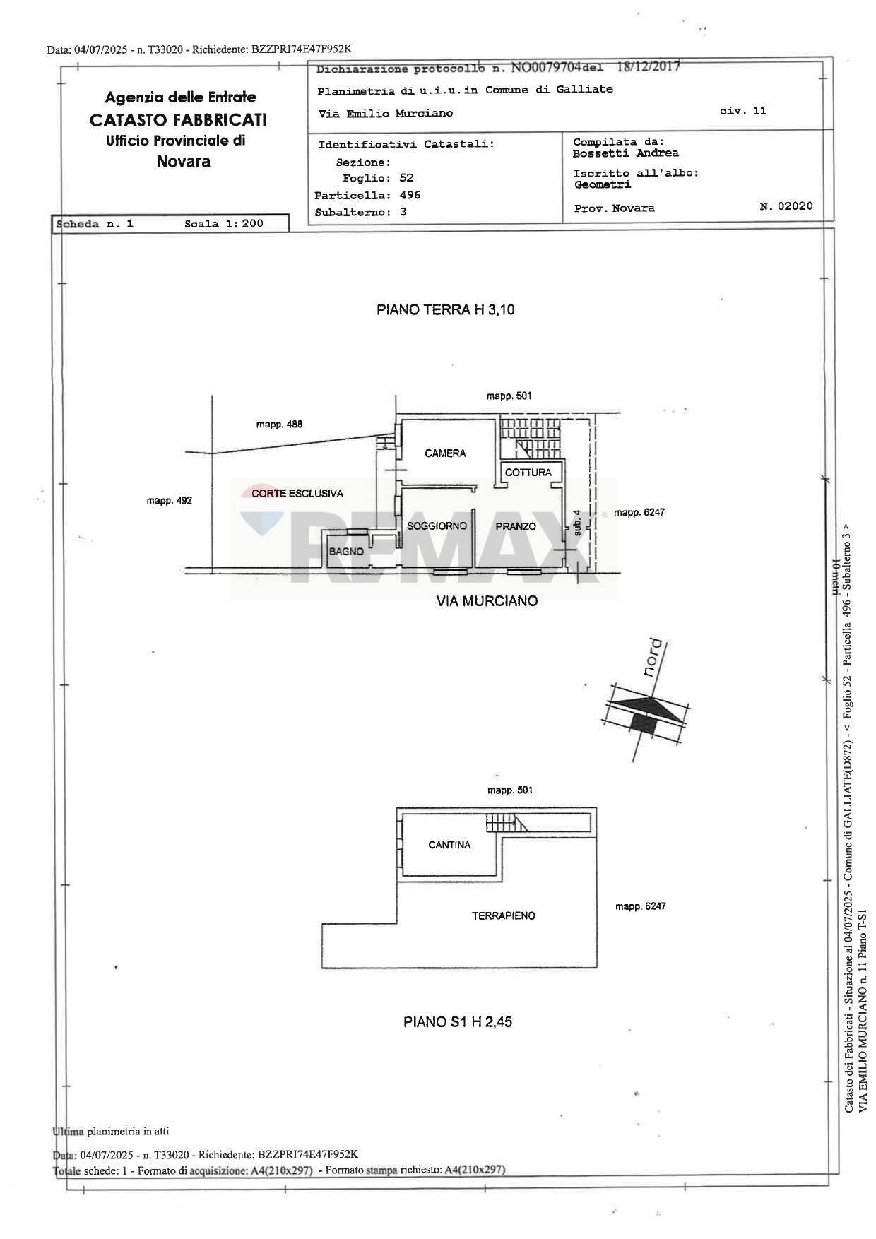 Pianta 2D - Bilocale VIA MURCIANO
 
13, Galliate - planimetria 1