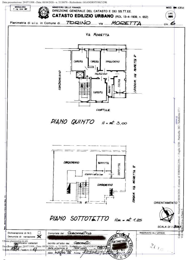 Appartamento via Moretta, 6, Torino (zona Cenisia) - planimetria 1