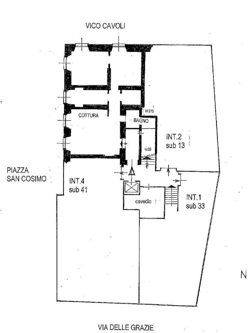 appartamento in locazione genova centro storico ex - Bilocale via delle Grazie, Genova (zona Porto antico) - planimetria 1