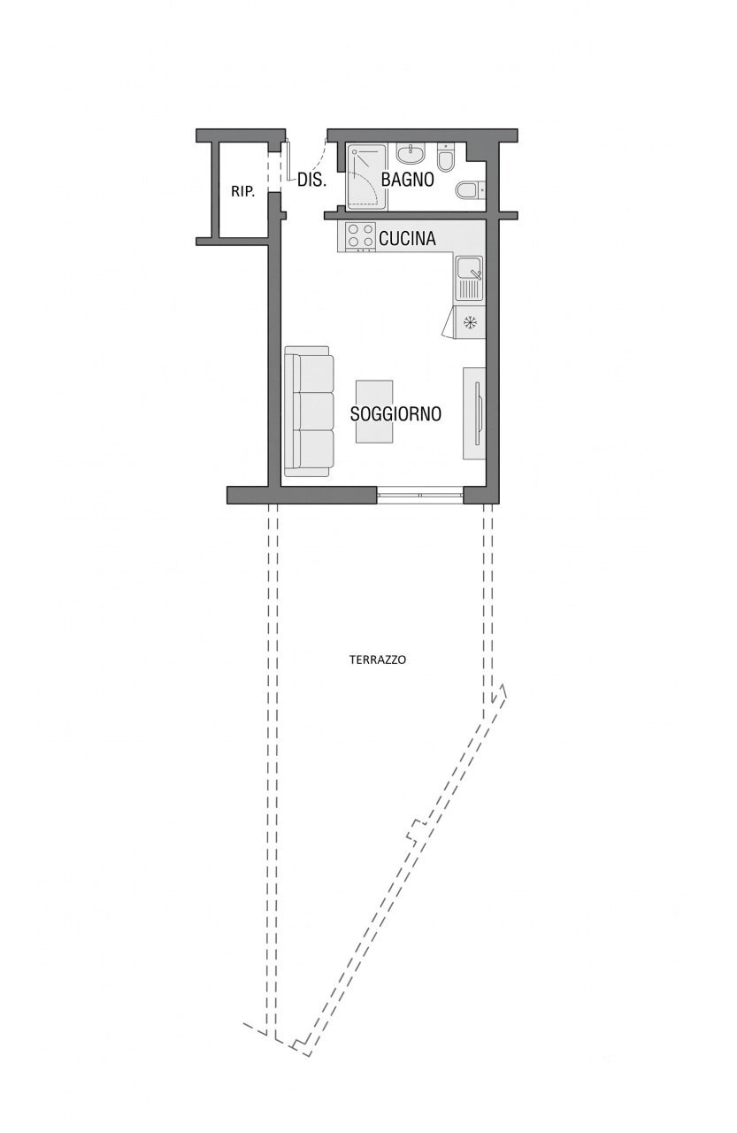 Planimetria - One-room apartment Piazza Commercio 1, Giustenice - floor plans 1