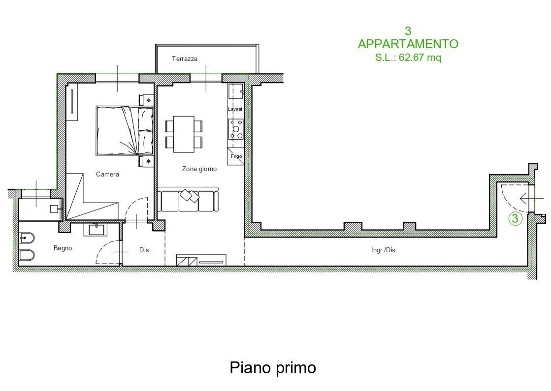 planimetria - Bilocale Via Madonna della Querce, Firenze - planimetria 1