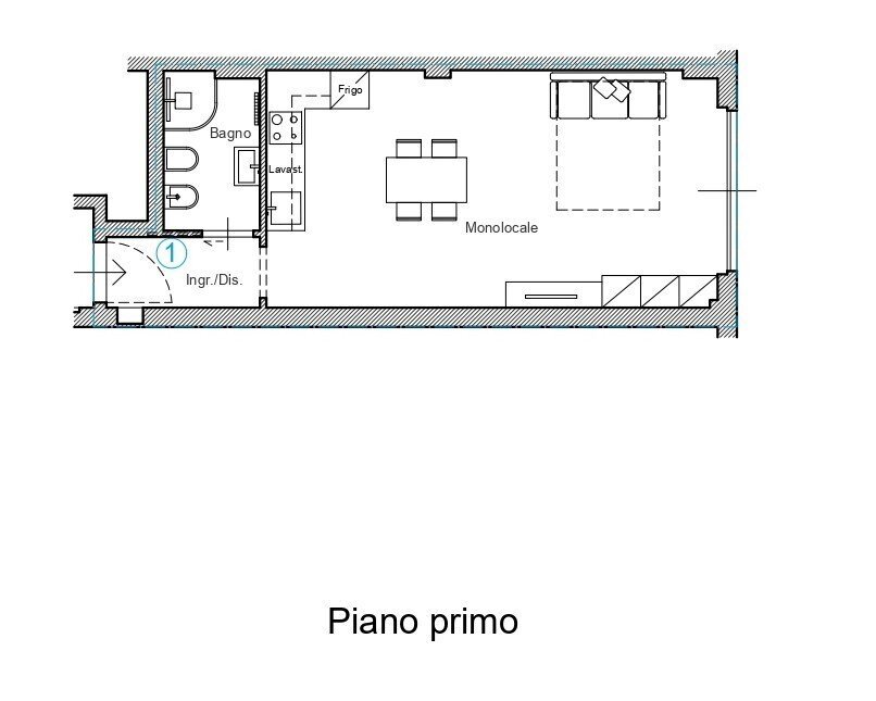 planimetria - Monolocale Via Madonna della Querce, Firenze - planimetria 1