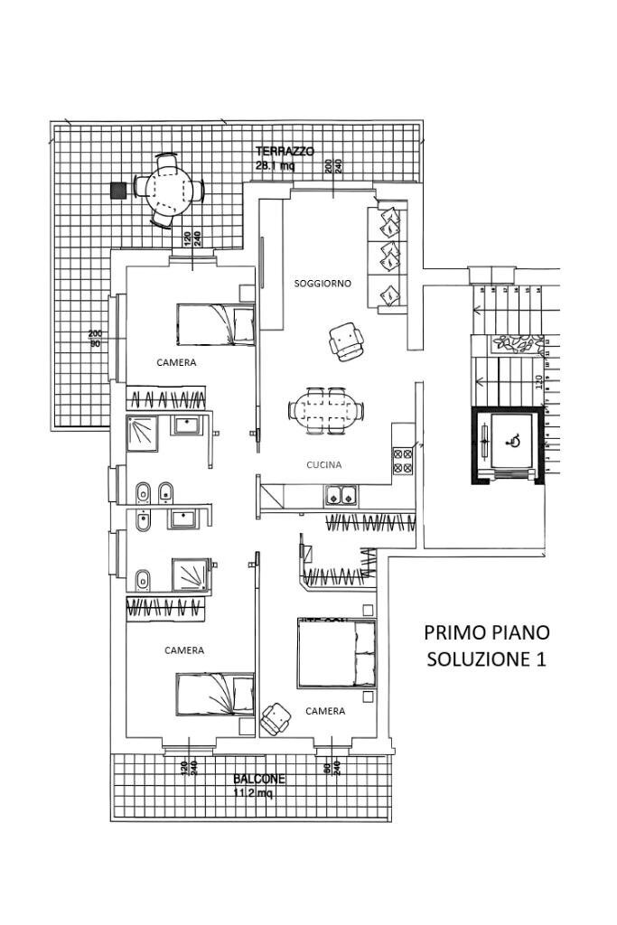 Four-room apartment Via Lago San Michele, Ivrea - floor plans 1
