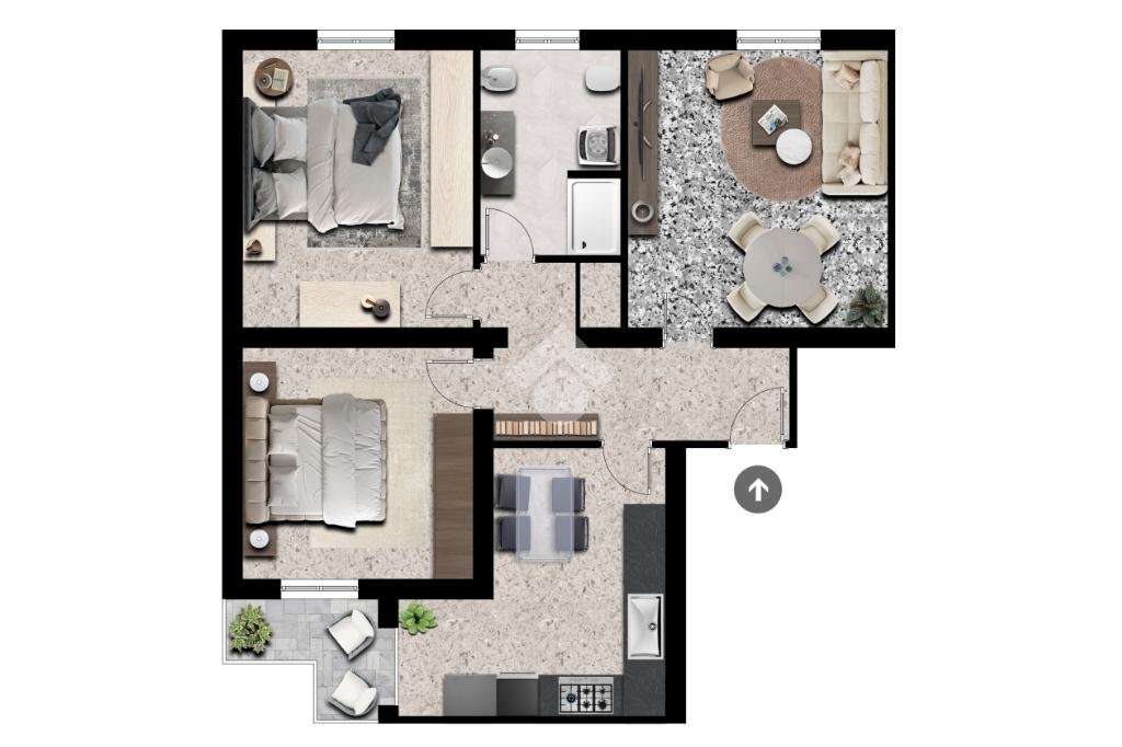 Three-room apartment Via Benedetto Gennari, Cento - floor plans 1