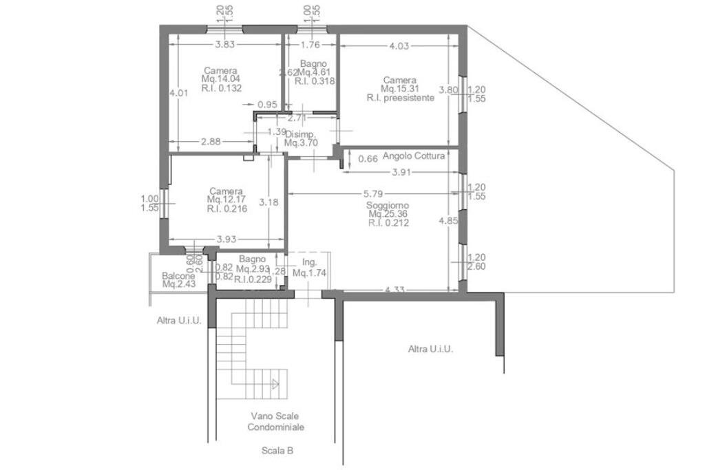 Four-room apartment Via Pasquale Galluppi, Parma (neighborhood Montanara) - floor plans 1