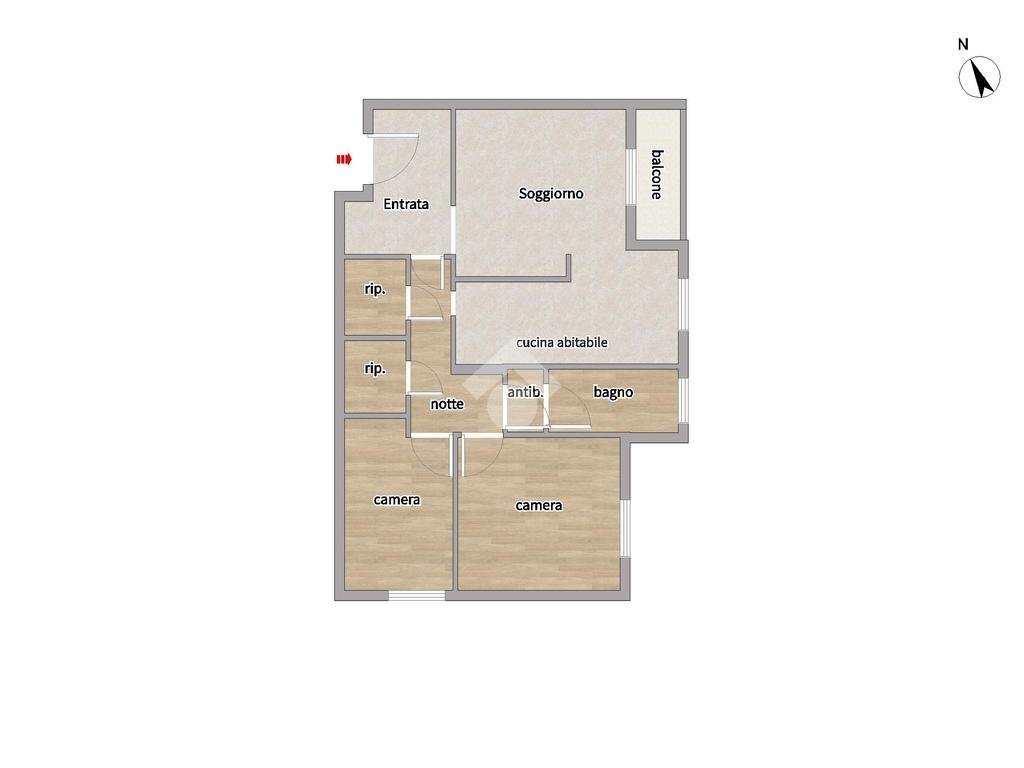 Three-room apartment Via Enrico Falck, Milano (neighborhood Gallaratese) - floor plans 1