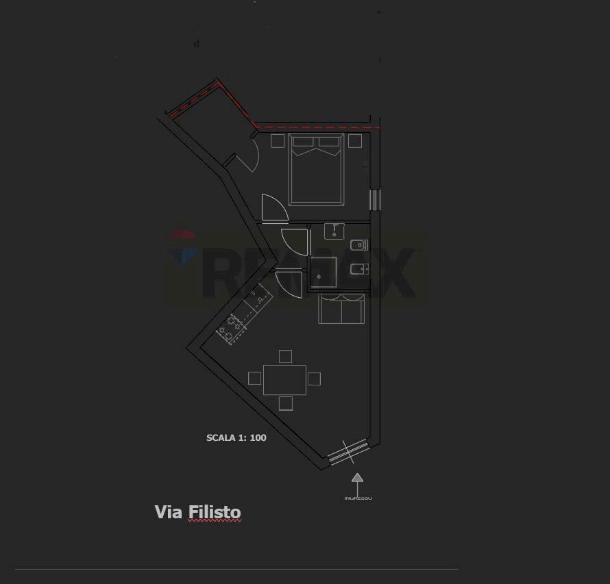 Pianta 2D - One-room apartment via filisto
 
184, Siracusa - floor plans 1