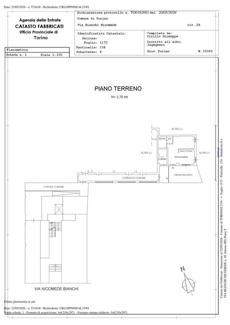 Two-room apartment via Nicomede Bianchi, 28, Torino (neighborhood Parella) - floor plans 1