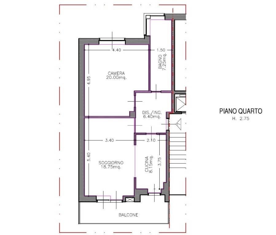 Planimetria - Three-room apartment via Anastasio Germonio, 17, Grugliasco - photo 3