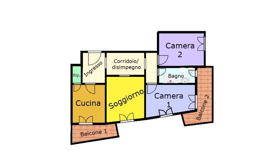 Three-room apartment via Canevari, 24, Genova (neighborhood Marassi) - floor plans 1