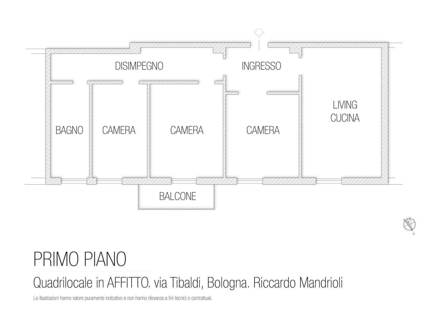 Quadrilocale via Pellegrino Tibaldi, Bologna (zona Bolognina) - planimetria 1