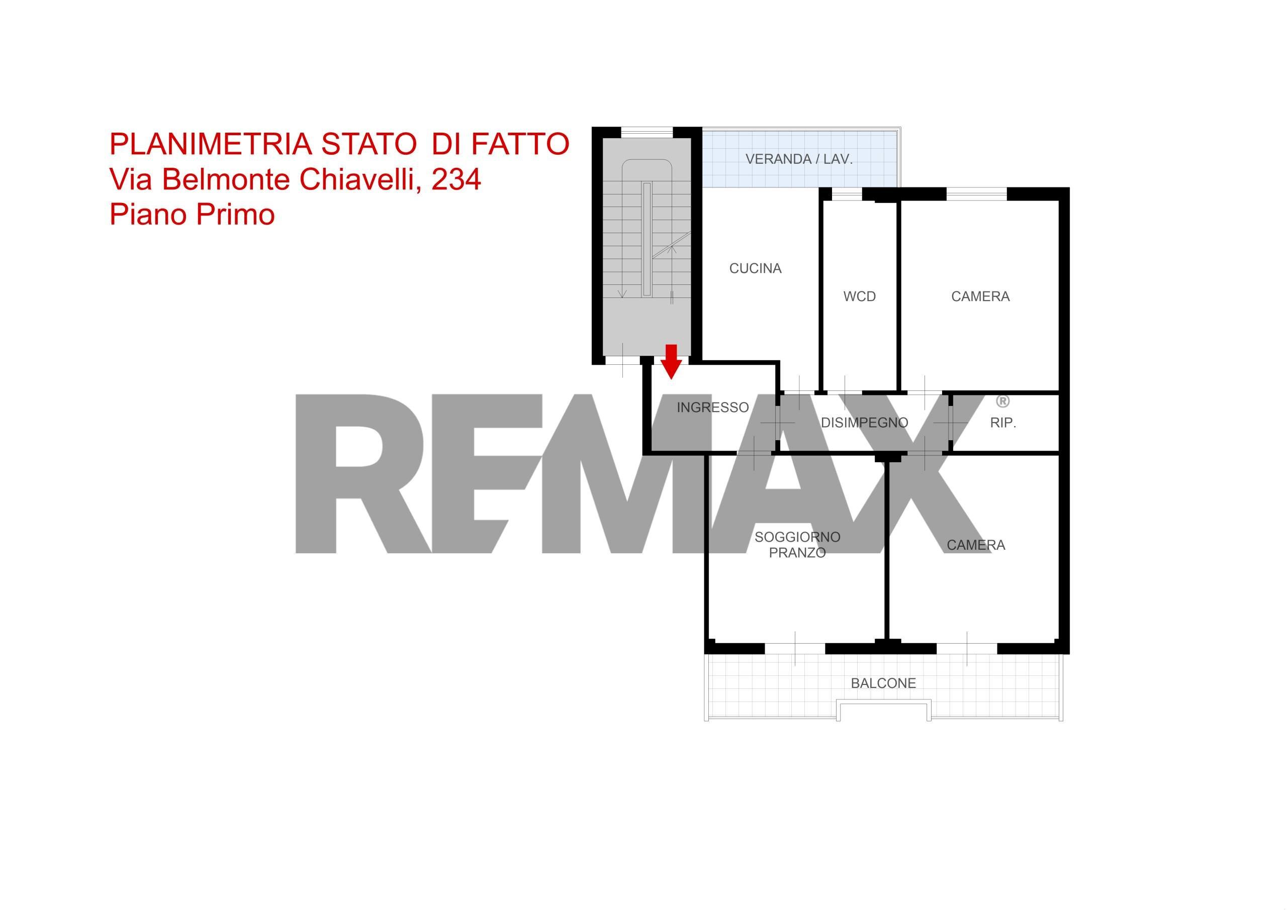 Pianta 2D - Trilocale Via Belmonte Chiavelli
 
234, Palermo - planimetria 1