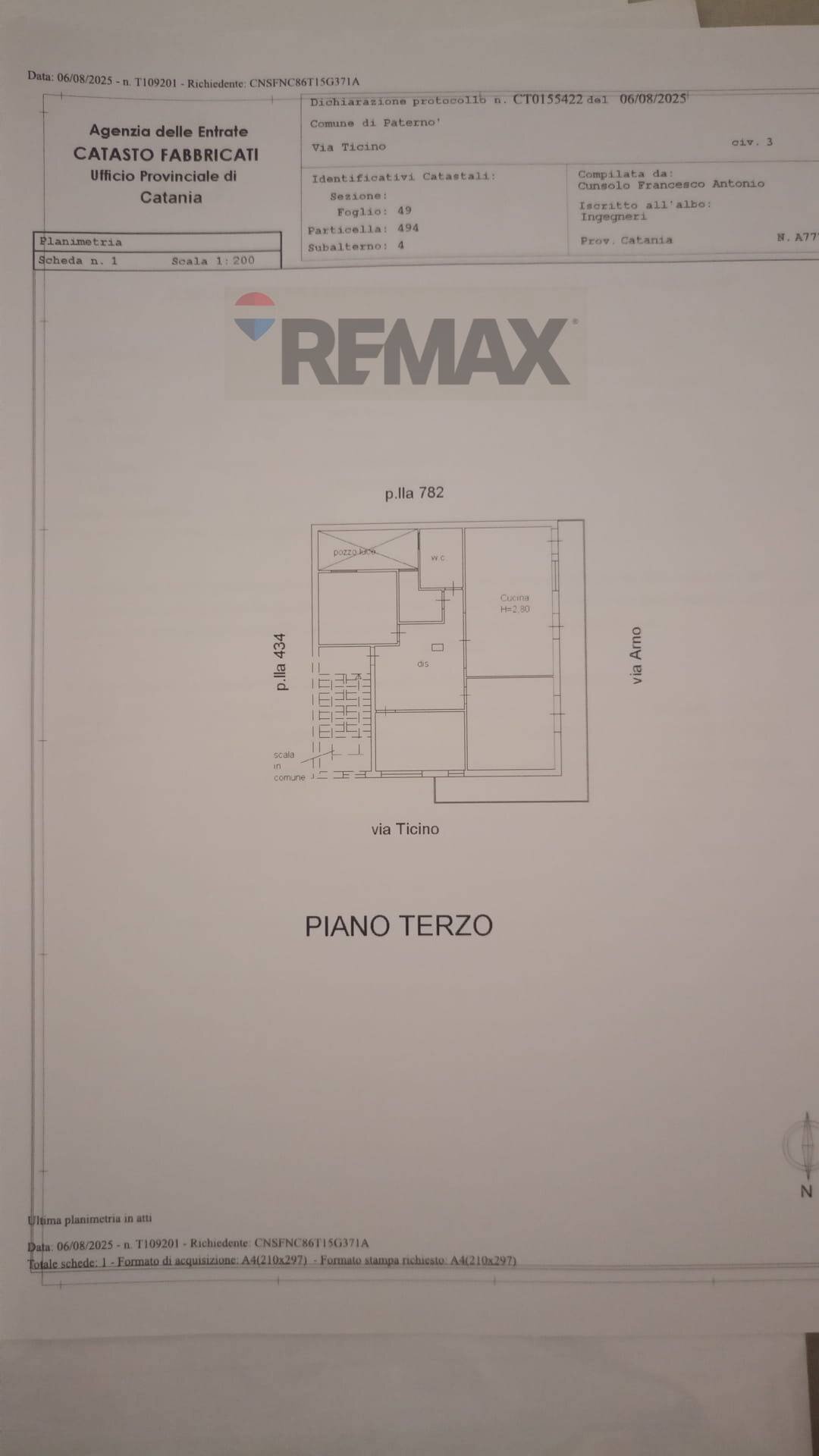 Pianta 2D - Appartamento Via Ticino
 
3, Paterno - planimetria 1