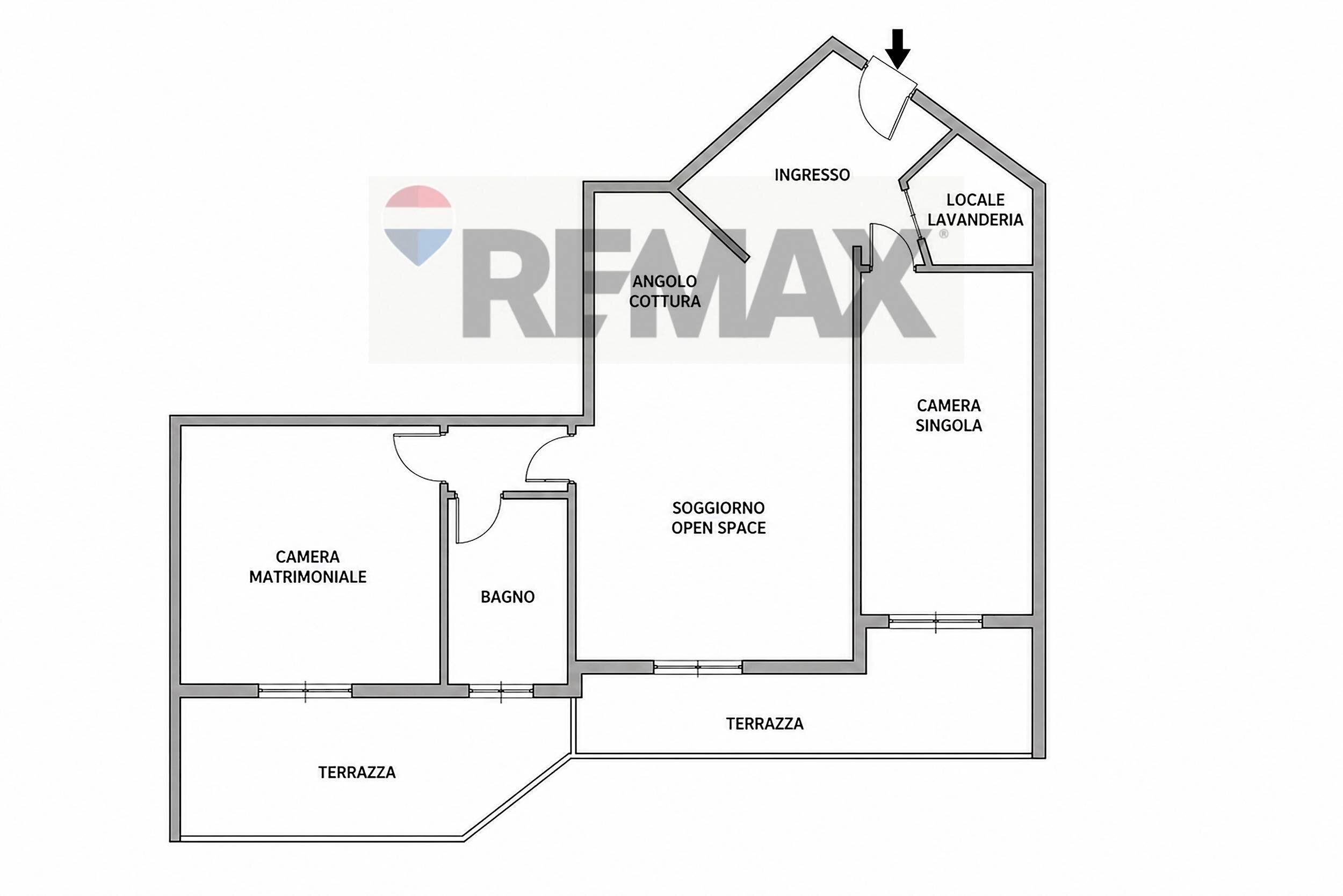 Pianta 2D - Trilocale Via Alcide De Gasperi
 
14, Bagno a Ripoli - planimetria 1
