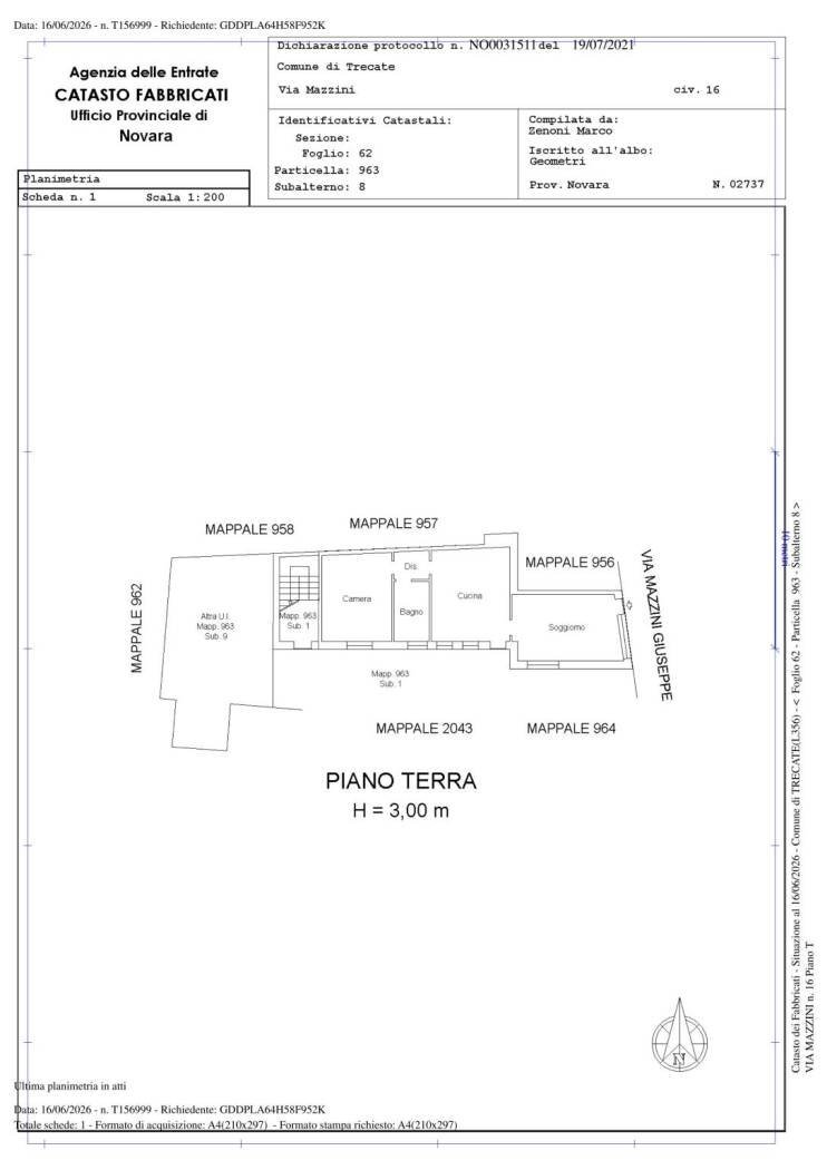 Two-room apartment via Giuseppe Mazzini, 16, Trecate - floor plans 1