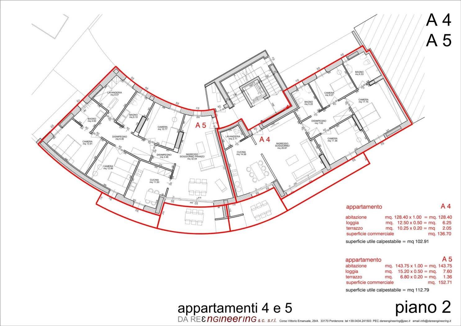 Apartment via Fratelli Bandiera, 32, Pordenone - floor plans 1