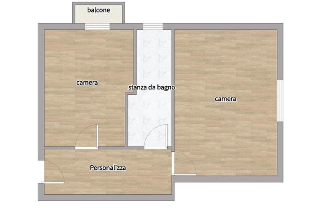 Two-room apartment Via Carlo Dolci, Milano (neighborhood San Siro) - floor plans 1