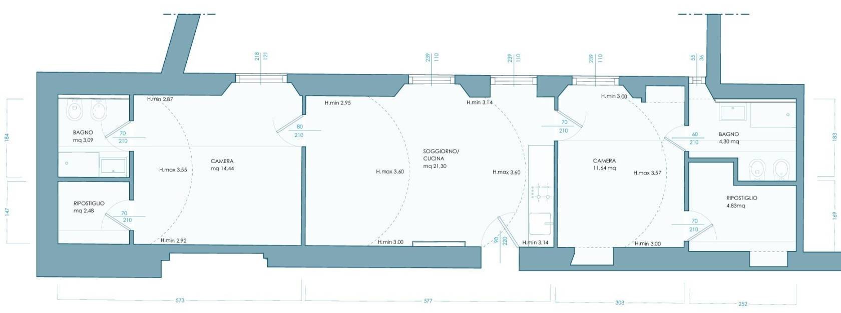Trilocale Via San Vitale, Bologna (zona Centro Storico) - planimetria 1