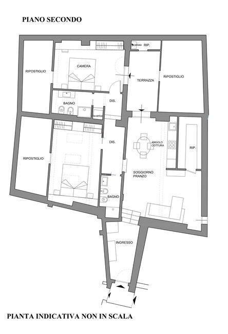 Trilocale Via Castiglione 5, Bologna (zona Centro Storico) - planimetria 1