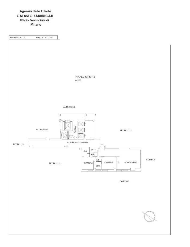 Trilocale via Ippolito Rosellini, 2, Milano (zona Isola) - planimetria 1