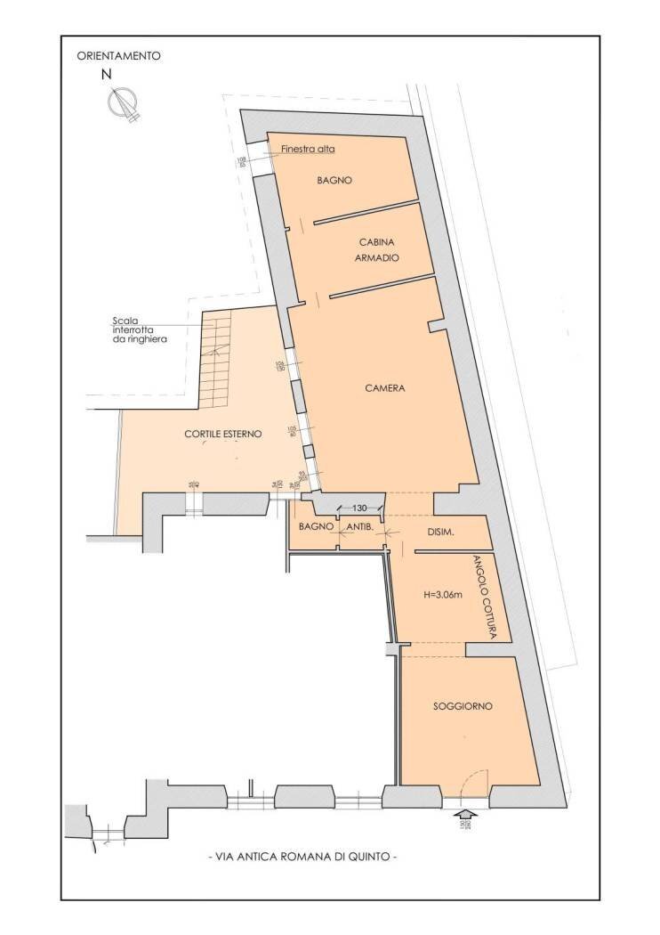 Bilocale via Antica Romana di Quinto, Genova (zona Quarto) - planimetria 1