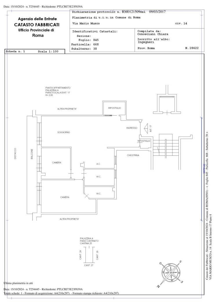 Three-room apartment via Mario Musco, 14, Roma - floor plans 1