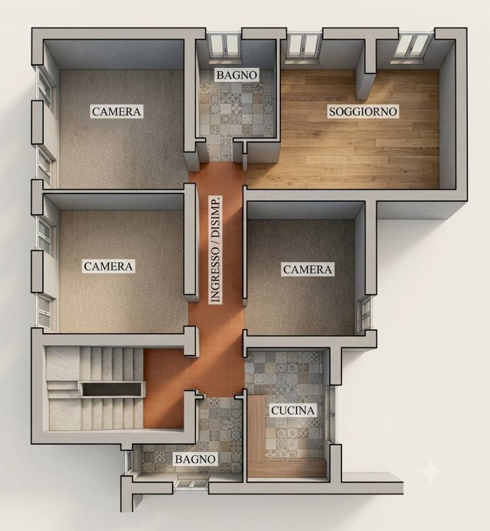 Four-room apartment piazzale Pablo, SN, Parma (neighborhood Pablo) - floor plans 1