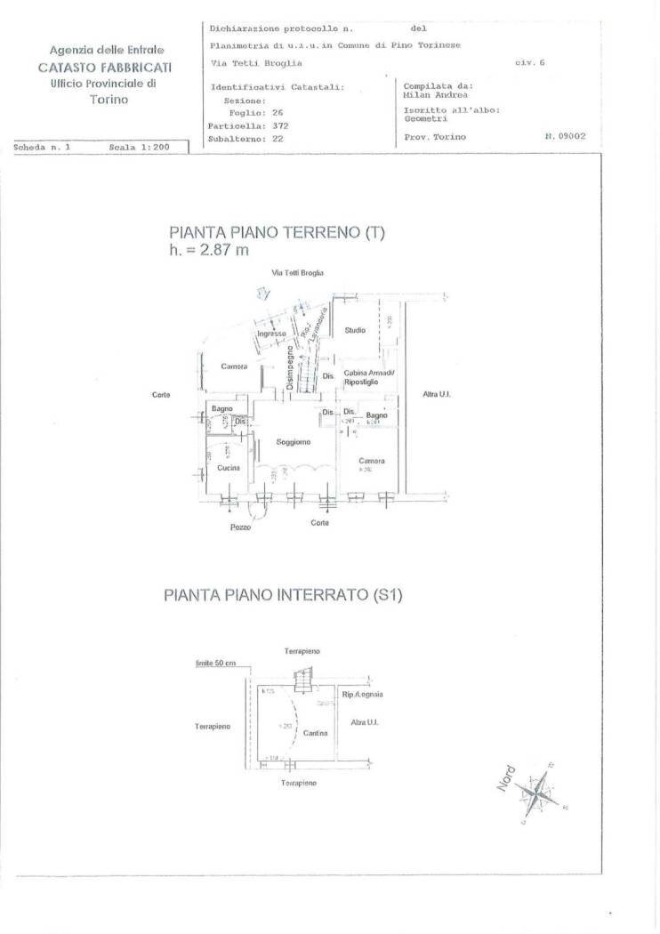 Appartamento via Tetti Broglia, 6, Pino Torinese - planimetria 1