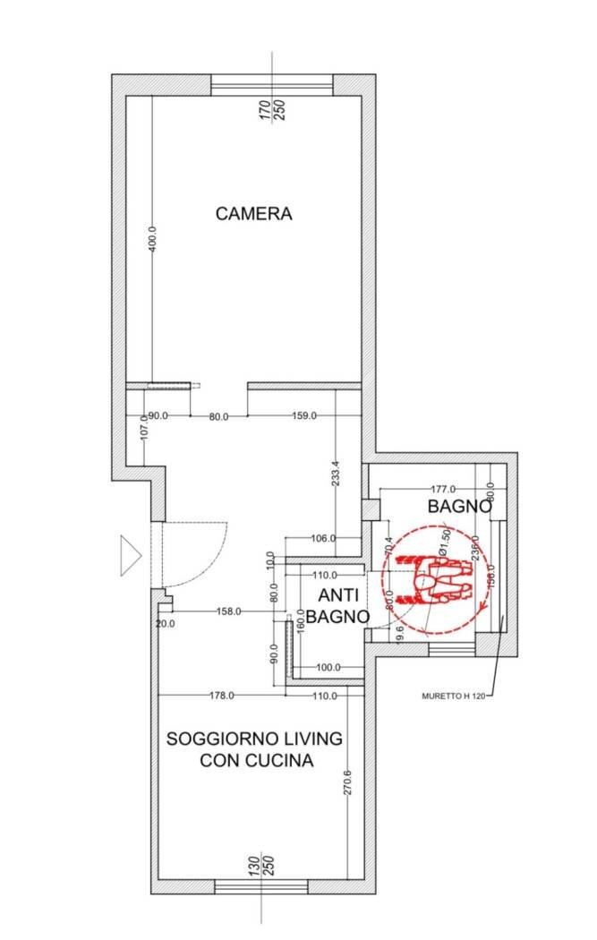 Bilocale via Gorizia, 197, Torino (zona Santa Rita) - planimetria 1