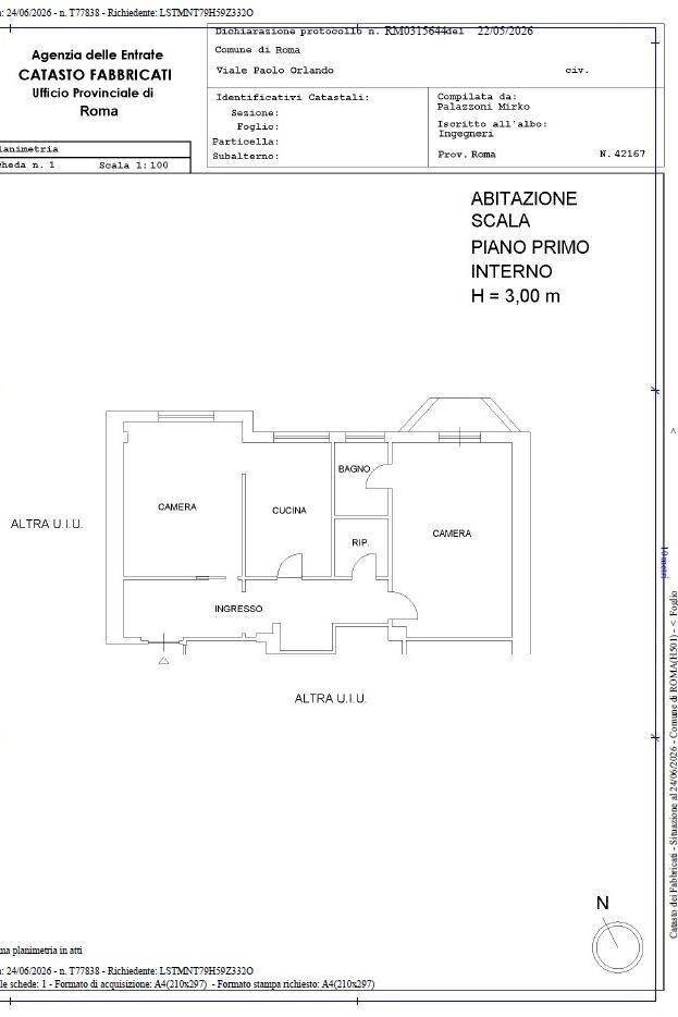Bilocale viale Paolo Orlando, Roma (zona Lido di Ostia) - planimetria 1
