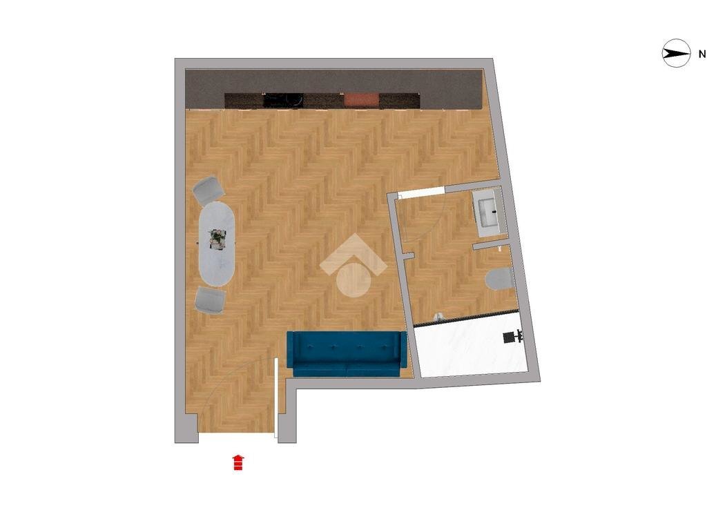 One-room apartment Corso Porta Ticinese, Milano (neighborhood Ticinese) - floor plans 1