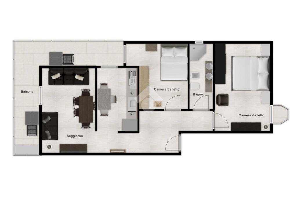 Three-room apartment Viale dello Stadio, Magenta - floor plans 1