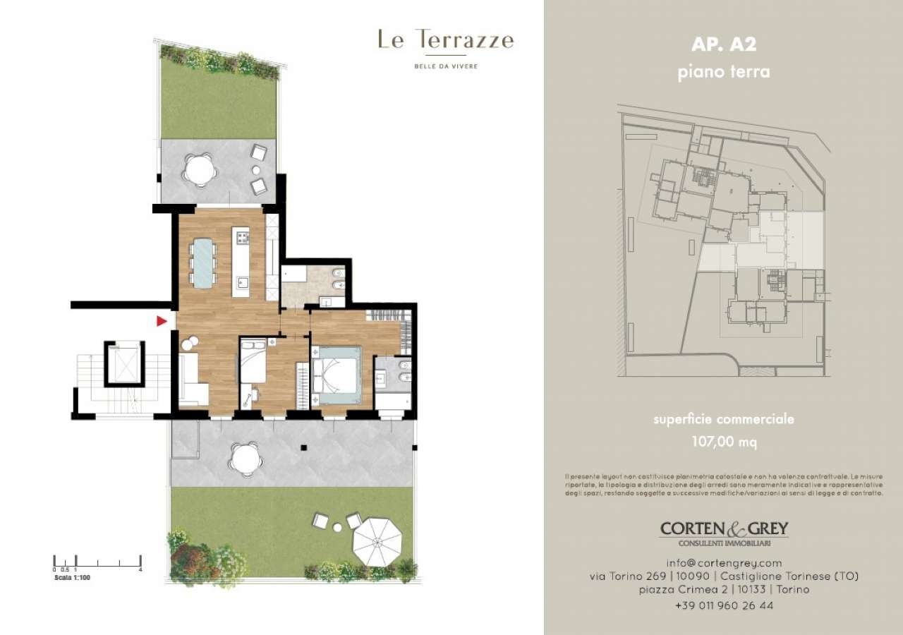 a2 - Quadrilocale via Po, San Mauro Torinese - planimetria 1