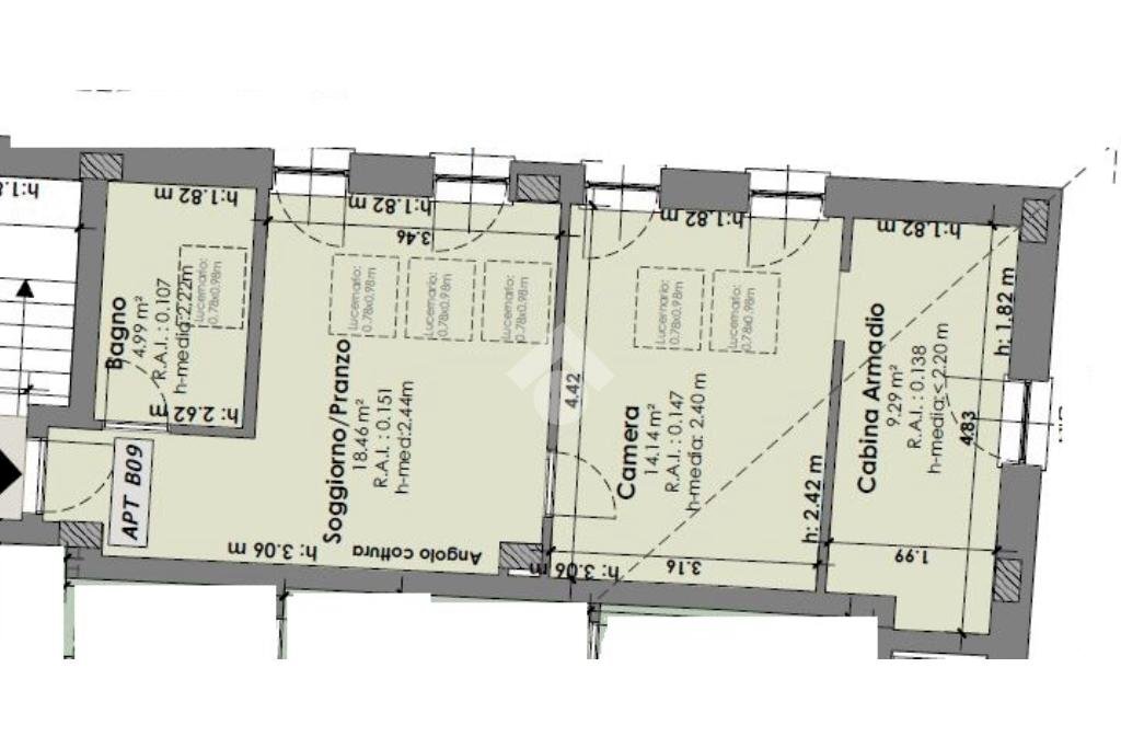 Two-room apartment Piazza della Repubblica, Castelfranco Emilia - floor plans 1