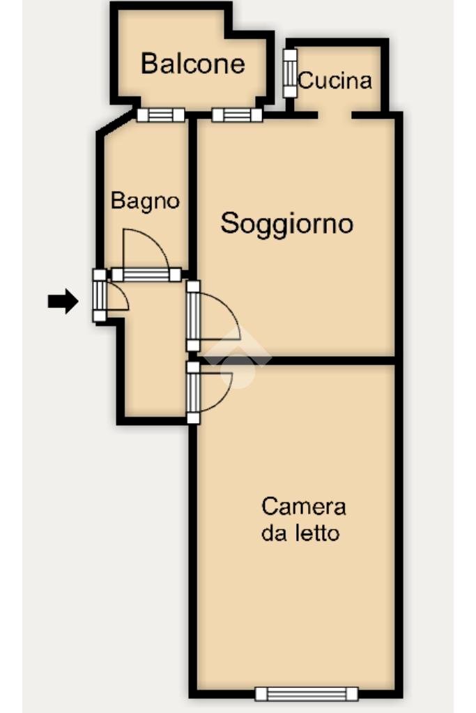 Bilocale Via Gaspare Aselli, Milano (zona Città Studi) - planimetria 1