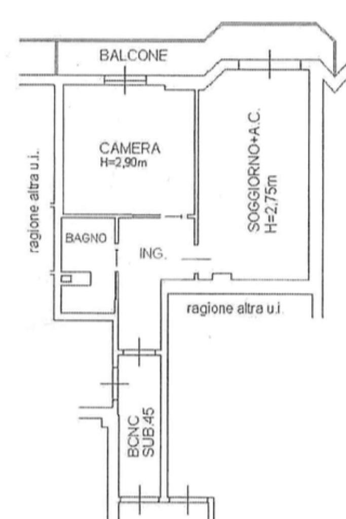 Two-room apartment Via Costantino Dall'Argine, Parma (neighborhood San Lazzaro) - floor plans 1