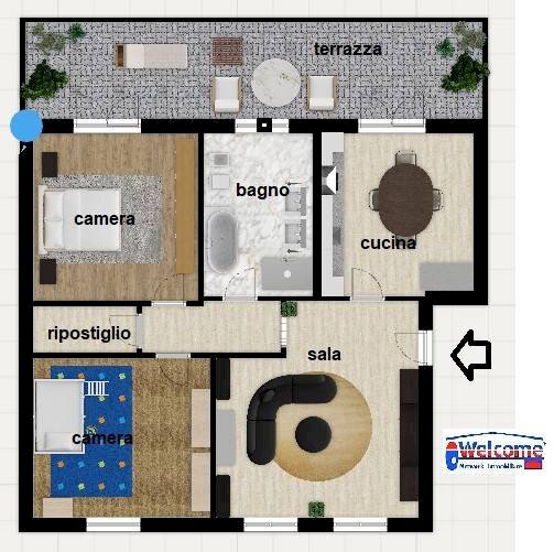 Trilocale via Volturno, 39, Lissone - planimetria 1